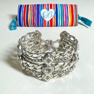 Rare Retired Brighton "Fortino" Silver Chain & Swarovski Crystal Bracelet (EUC)